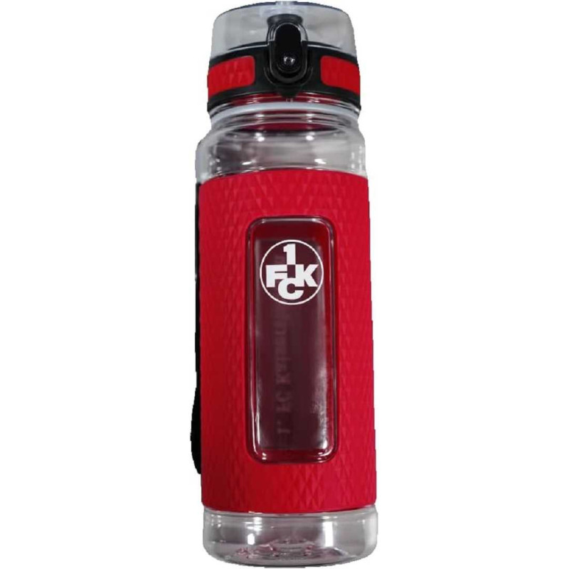 1. FC Kaiserslautern Tritan Trinkflasche transparent-rot mit Silikon-Manschette 0,5 l Flasche FCK