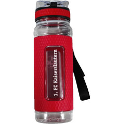 1. FC Kaiserslautern Tritan Trinkflasche transparent-rot mit Silikon-Manschette 0,5 l Flasche FCK