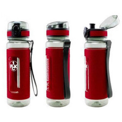 1. FC Kaiserslautern Tritan Trinkflasche transparent-rot mit Silikon-Manschette 0,5 l Flasche FCK