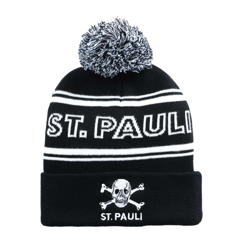 FC St. Pauli Bommelmütze  - Totenkopf St. Pauli - schwarz/weiß Mütze Strickmütze Wintermütze