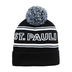 FC St. Pauli Bommelmütze  - Totenkopf St. Pauli - schwarz/weiß Mütze Strickmütze Wintermütze