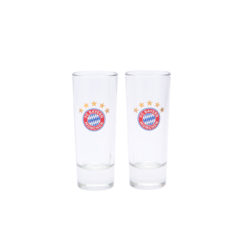 FC Bayern München Schnapsglas  - 5 Sterne - Glas 2er-Set FCB