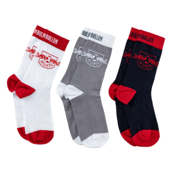 RB Leipzig Socken - Logo - 3er Set schwarz-grau-weiß RBL - diverse Größen