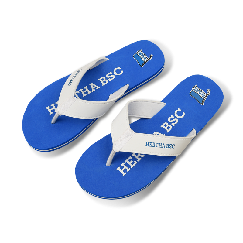 Hertha BSC Zehensandalen blau-weiß Badeschuhe unisex Badeschlappen Flip-Flop