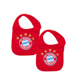 FC Bayern München Baby Lätzchen 2er Set - 5 Sterne - rot Babylätzchen FCB