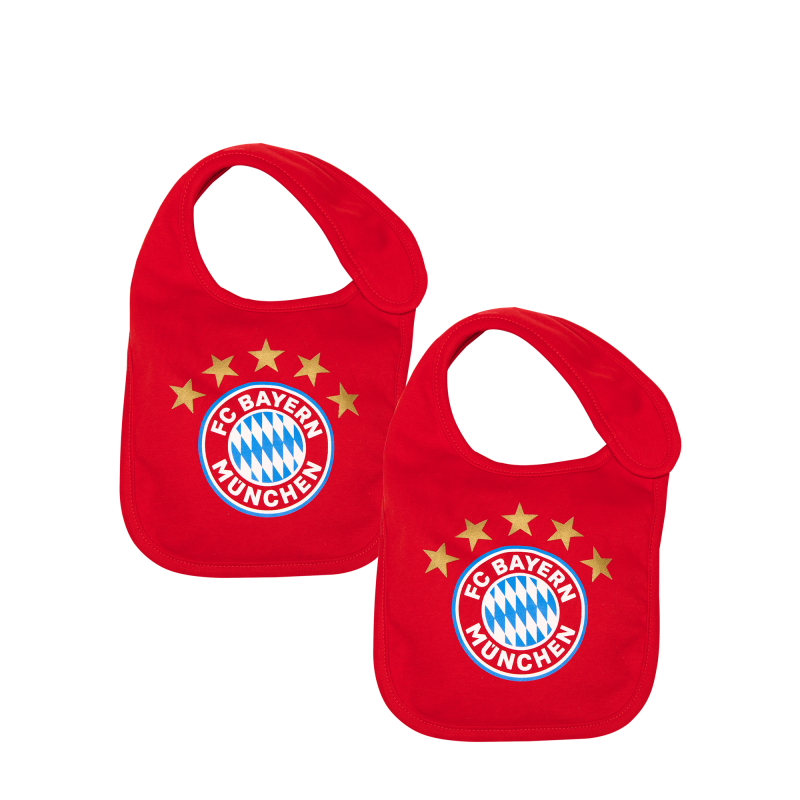 FC Bayern München Baby Lätzchen 2er Set - 5 Sterne - rot Babylätzchen FCB