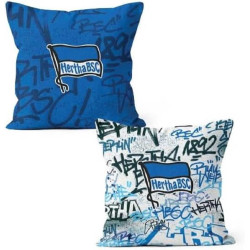 Hertha BSC Berlin Wendekissen - Graffiti - blau/weiß 40 x 40 cm Kissen HBSCB