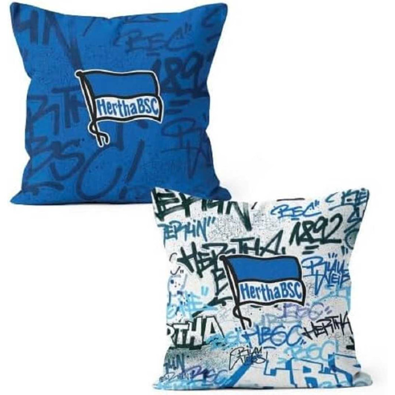 Hertha BSC Berlin Wendekissen - Graffiti - blau/weiß 40 x 40 cm Kissen HBSCB