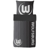 VfL Wolfsburg Bettwäsche - Logo - schwarz/grau Baumwolle 135 x 200 cm im Jutebeutel