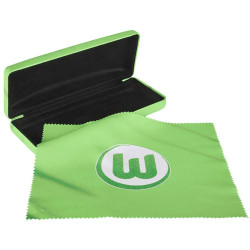 VfL Wolfsburg Brillenetui grün mit Brillenputztuch Hartschale Etui