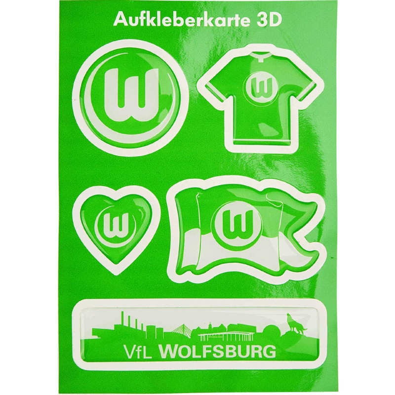 VfL Wolfsburg 3D Aufkleberkarte 5er-Set Sticker Aufkleber