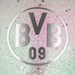 Borussia Dortmund Christbaumkugel Glitzer silber Glitzerkugel SkylineBVB 09