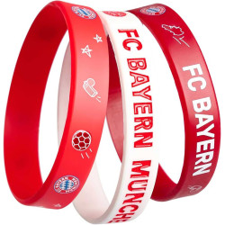 FC Bayern München Kinder Armband 3er Set | Unisex | Rot & Weiß | Silikon FCB