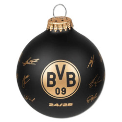 Borussia Dortmund Weihnachtskugel Signature 2024/25 schwarz-gold Christbaumkugel Unterschriften BVB 09