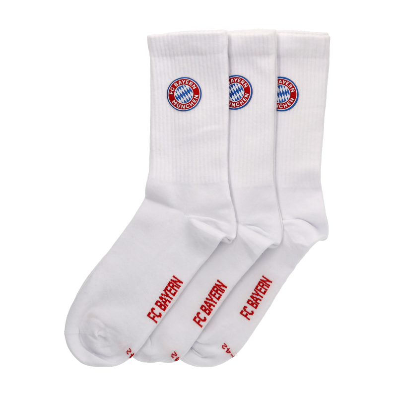 FC Bayern München Crew Socken 3er Set Weiß - Größen: 35-38 | 39-42 | 43-46
