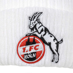 1. FC Köln Bommelmütze - Weiß mit Streifen -  New Era Wintermütze | Mütze mit Bommel