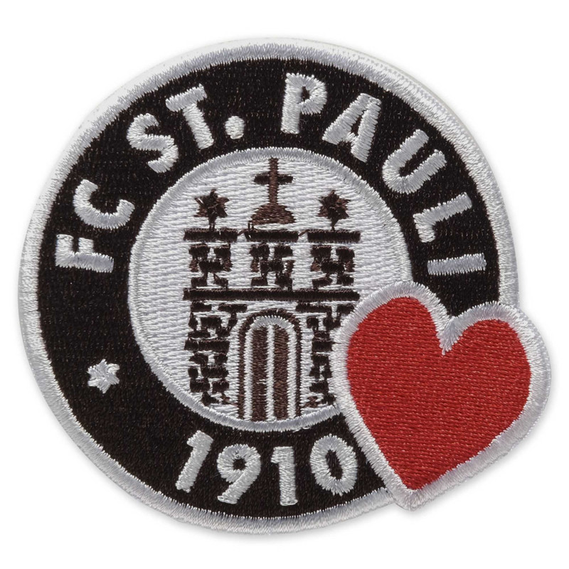FC St. Pauli Aufnäher - Logo Herz - 8 x 7.5 cm - Aufbügler Patch