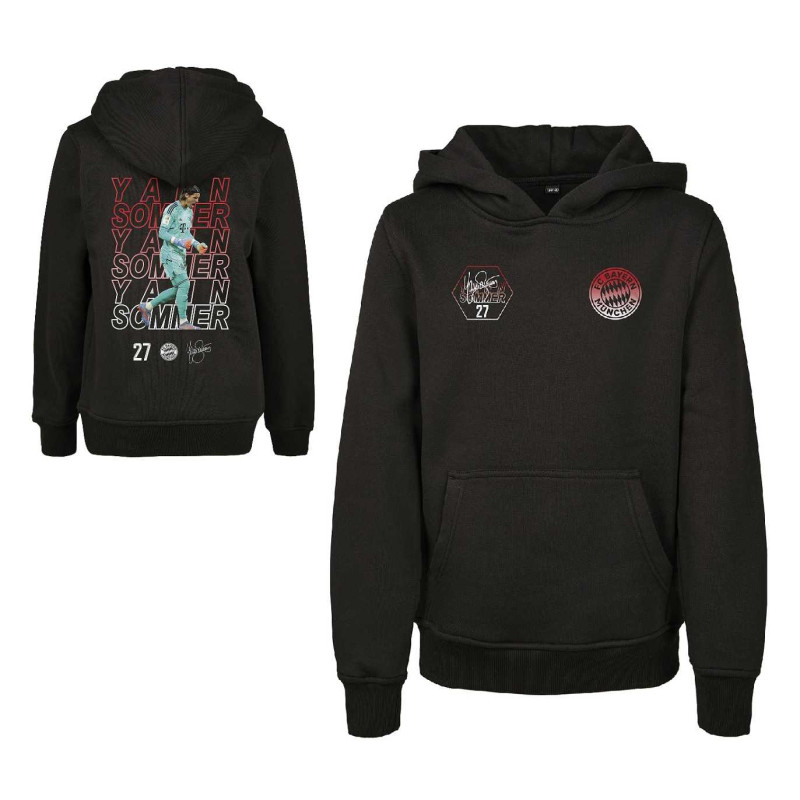 FC Bayern München Kinder Hoodie Schriftzüge - Yann Sommer - Gr. 152 schwarz Kapuzenpullover FCB