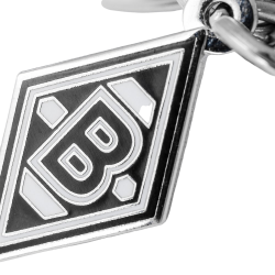 Borussia Mönchengladbach Schlüsselanhänger - 3D UEFA-Pokal mit Logo Charm - silbern Anhänger BMG