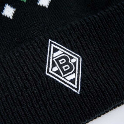 Borussia Mönchengladbach Fanmütze - Karo - Bommelmütze s-w-g Mütze BMG