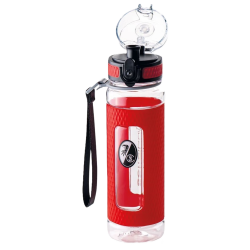 SC Freiburg Tritan Trinkflasche transparent-rot mit Silikon-Manschette 0,5 l Flasche