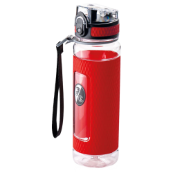 SC Freiburg Tritan Trinkflasche transparent-rot mit Silikon-Manschette 0,5 l Flasche