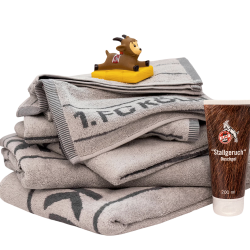 1. FC Köln Duschtuch - Nadelstreifen - grau Badetuch 70 x 140 cm Handtuch