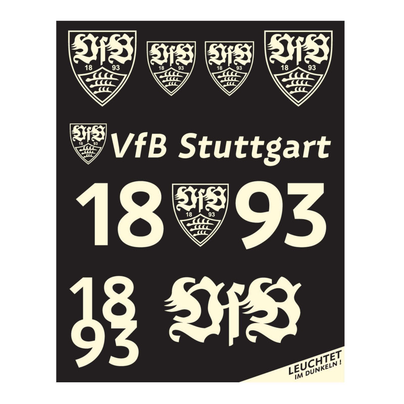 VfB Stuttgart Leuchtsticker 8tlg Aufkleberkarte nachtleuchtend Aufkleber Sticker