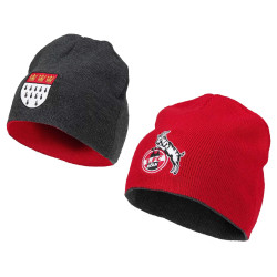 1. FC Köln Wendebeanie ROT | Grau Wendemütze Beanie Mütze