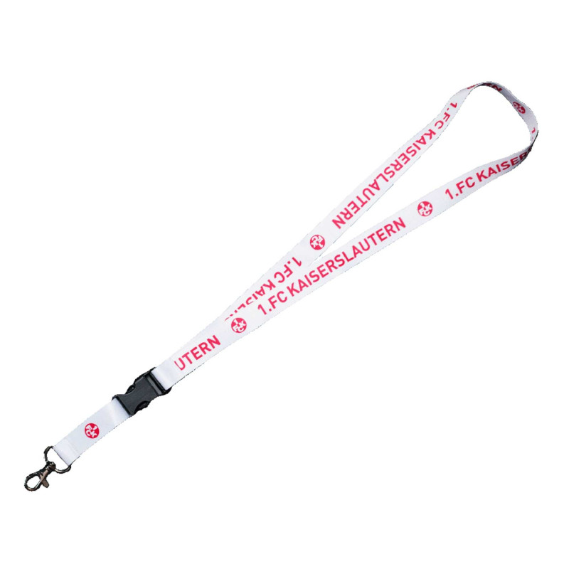 1. FC Kaiserslautern Schlüsselband mit abnehmbarem Schlüsselanhänger | Weiß | Lanyard | Keyholder FCK