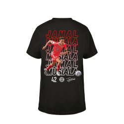 FC Bayern München Kinder T-Shirt Schriftzüge - Jamal Musiala - Gr. 128 schwarz Shirt FCB