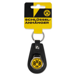 Borussia Dortmund Schlüsselanhänger Lederoptik mit Emblem Anhänger Logo BVB 09