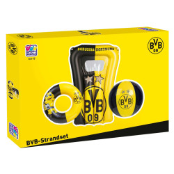 Borussia Dortmund Strandset 3-teilig Luftmatratze, Schwimmring und Wasserball BVB 09
