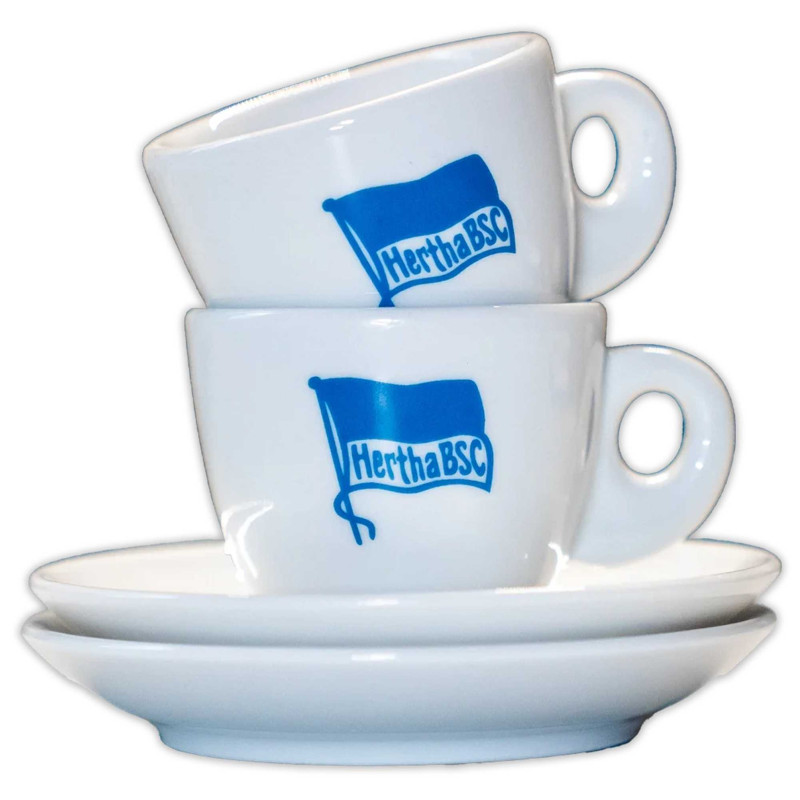 Hertha BSC Berlin Espresso Tasse - Logo - weiß | 2er Set | Kaffeetasse | HBSCB