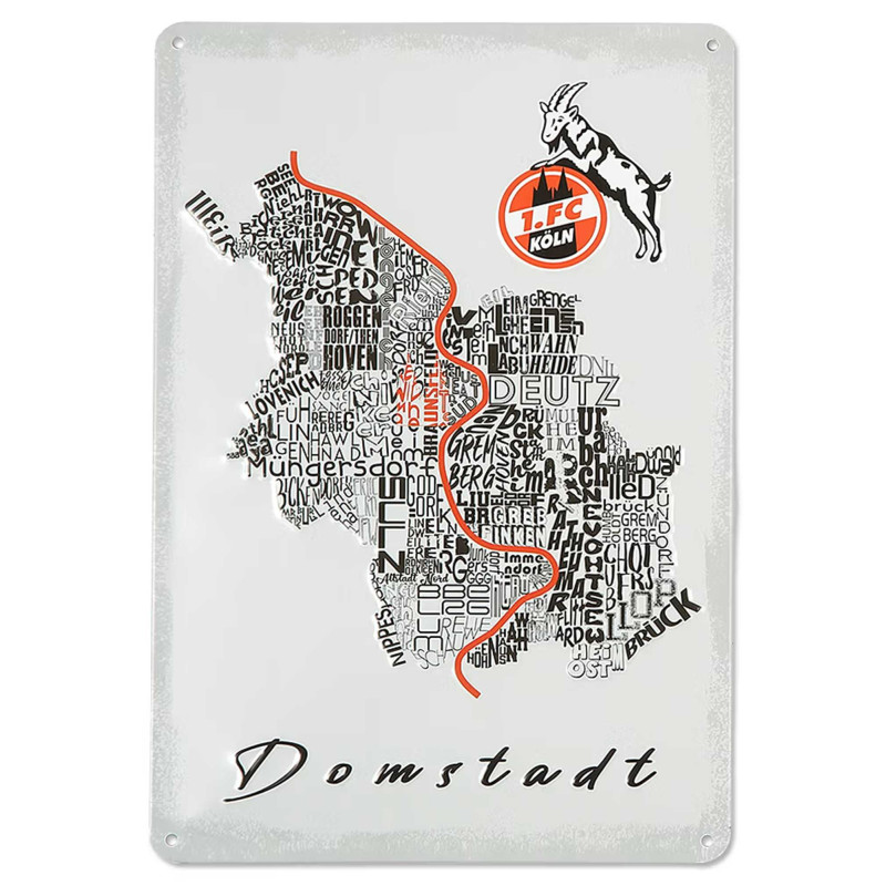 1. FC Köln Blechschild - Em Parkveedel - 20 x 30 cm | Schild | Stadtplan | Metallschild