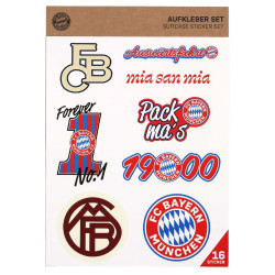 FC Bayern München Aufkleberkarte - Auswärtsfahrt  - 16 Einzelsticker auf 2 Bögen | Aufkleber FCB