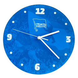 Hertha BSC Berlin Wanduhr - Fahnenmeer - Blau | Glas | Uhr | 30 cm | HBSCB