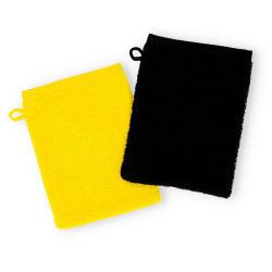 Borussia Dortmund Waschlappen - Emma - 2er Set |Waschhandschuh | schwarz-gelb | Seiflappen | BVB 09