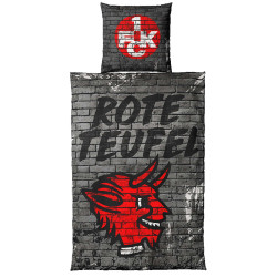 1. FC Kaiserslautern Bettwäsche - Mauer - Anthrazit | 135 x 200 cm | Baumwolle | Reißverschluss | FCK