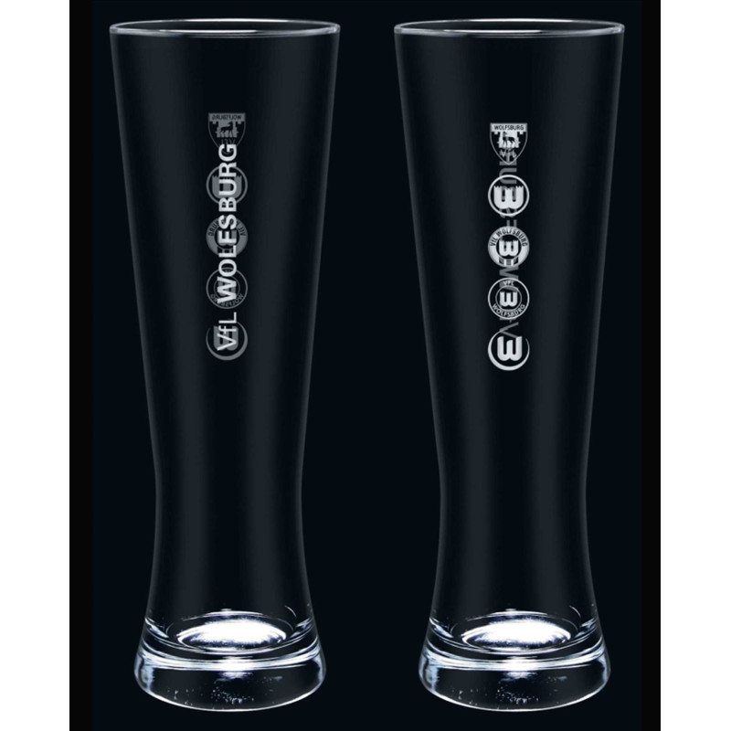 VfL Wolfsburg Weizenglas - Logohistorie - 2er Set | Bierglas 0,5l | Glas