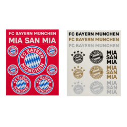 FC Bayern München 2er Set Aufkleberkarte - Schriftzüge & Logo - 21 Einzelsticker Aufkleber FCB