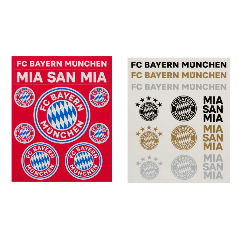 FC Bayern München 2er Set Aufkleberkarte - Schriftzüge & Logo - 21 Einzelsticker Aufkleber FCB
