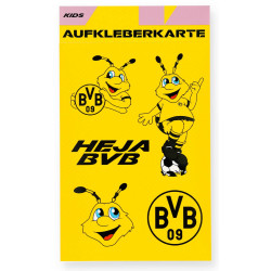 Borussia Dortmund Aufkleberkarte - Emma - 5tlg Aufkleber | Stickerkarte Kids | Sticker | BVB 09