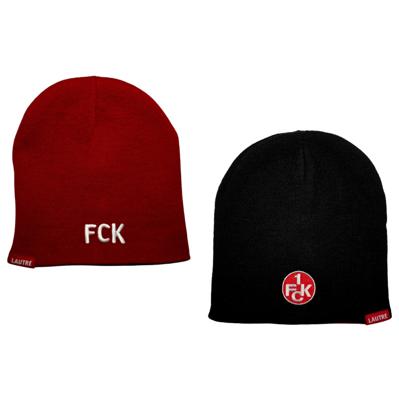 1. FC Kaiserslautern Wendebeanie - Logo - Rot-Schwarz | Wendemütze | Beanie | Mütze | FCK