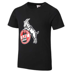 1. FC Köln Kinder T-Shirt Basic schwarz - Big Logo - Shirt | Größe 62/68 bis 164