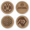 Borussia Dortmund Untersetzer Holz | 4er Set | Getränkeuntersetzer | BVB 09
