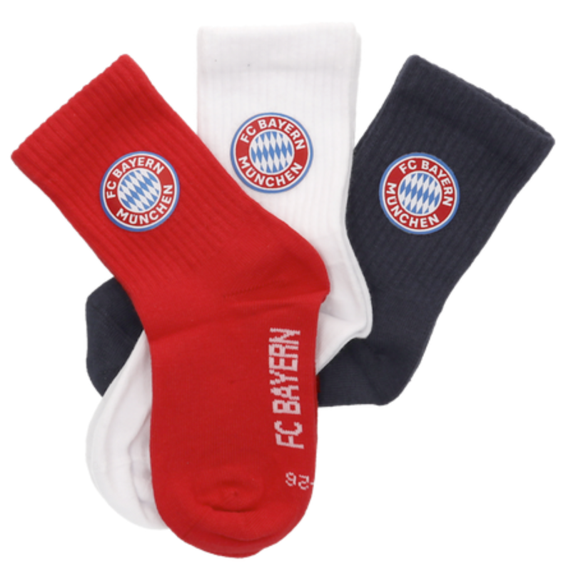 FC Bayern München Kindersocken 3er-Pack rot-weiß-blau |Kinder Socken | FCB - Gr. 19-22 bis 31-34
