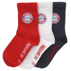 FC Bayern München Kindersocken 3er-Pack rot-weiß-blau |Kinder Socken | FCB - Gr. 19-22 bis 31-34
