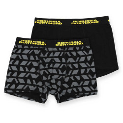 Borussia Dortmund Boxershorts 2er-Set Schwarz und Schwarzgrau Gemustert | Shorts | Unterhose | BVB 09 - Größe S bis XL