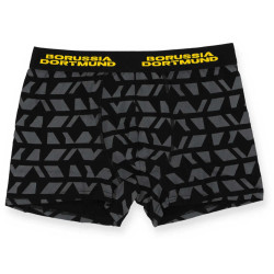 Borussia Dortmund Boxershorts 2er-Set Schwarz und Schwarzgrau Gemustert | Shorts | Unterhose | BVB 09 - Größe S bis XL